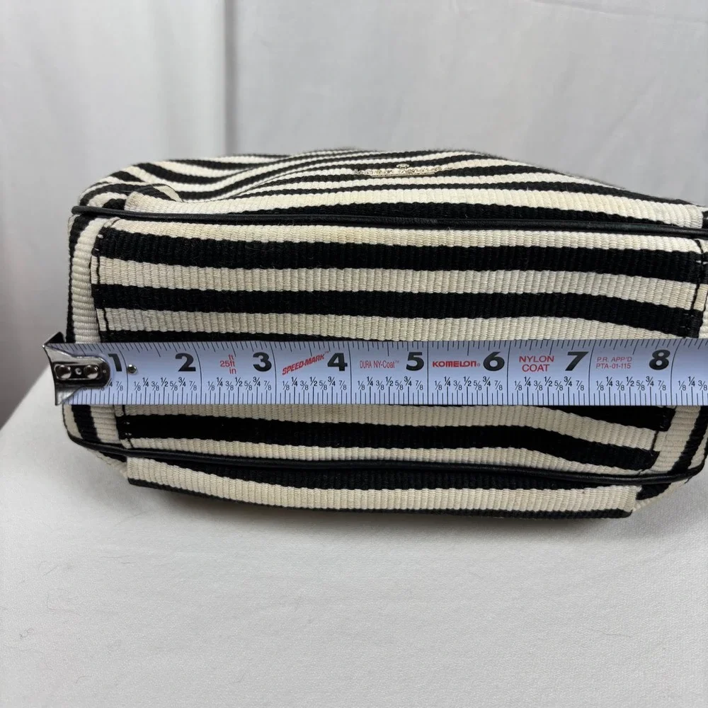 Kate Spade Black White Striped Crossbody Bag Top Handle Purse PXRU4669